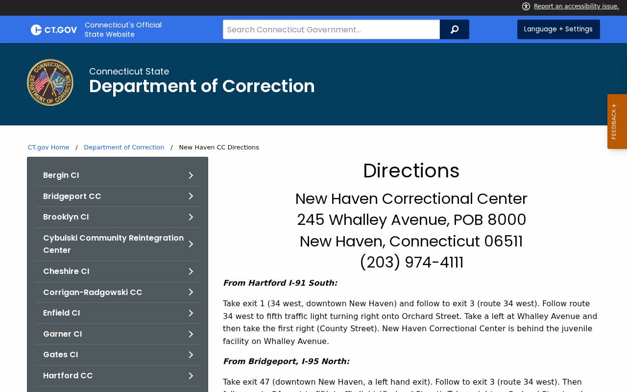 Connecticut DOC New Haven Correctional Center page