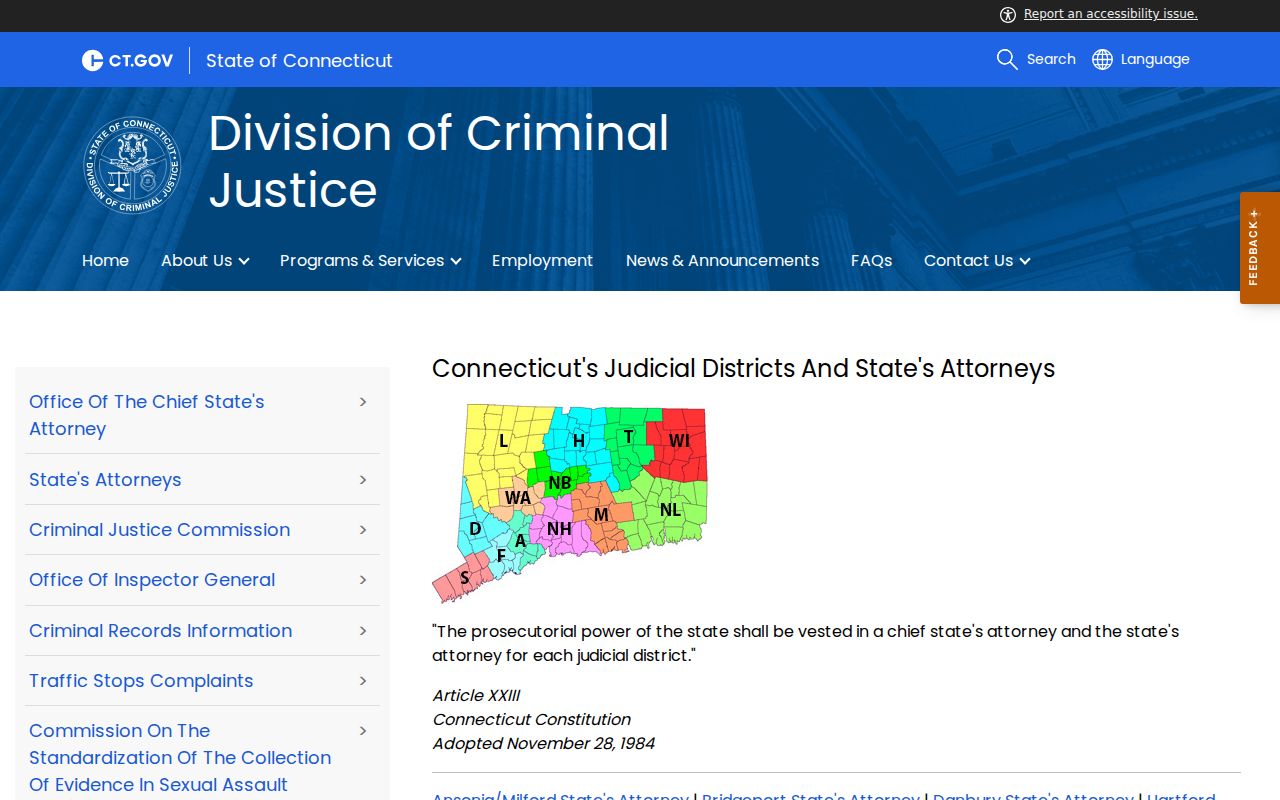 Connecticut Division of Criminal Justice State's Attorney directory